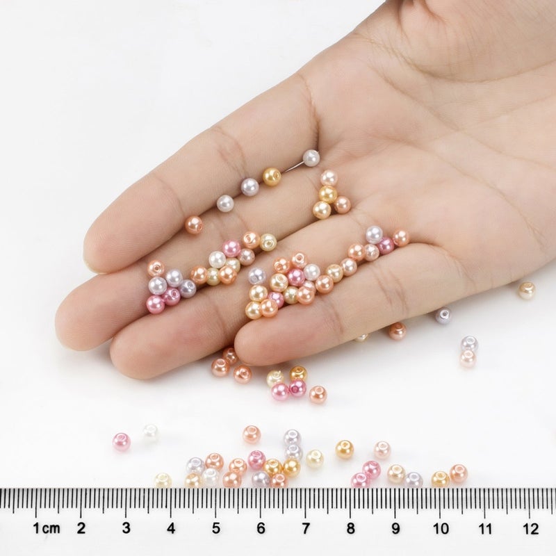 BEADNOVA Satin Pearls Beads for Crafts Tiny Loose Glass Imitation Pearls for Jewelry Making (4mm, 1000pcs, Multi Color) - Image 4